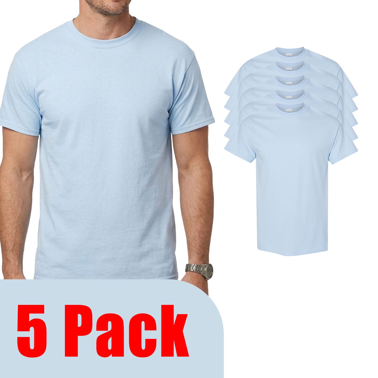 Gildan Heavy Cotton Short Sleeve T-Shirt Value Pack, Craft & DIY Light Blue Shirt